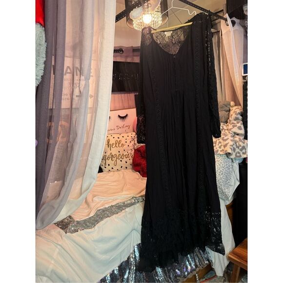 Avenue city chic fallen angel black boho vampy maxi dress 18/M 2xl xxl - Picture 9 of 12